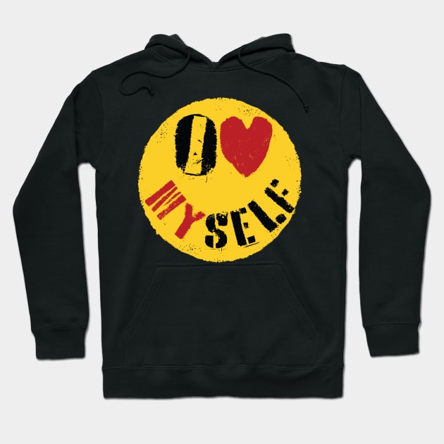 Empowering Graffiti Happy Face - Self Love Street Art Narcissistic Expressionism Hoodie by pelagio